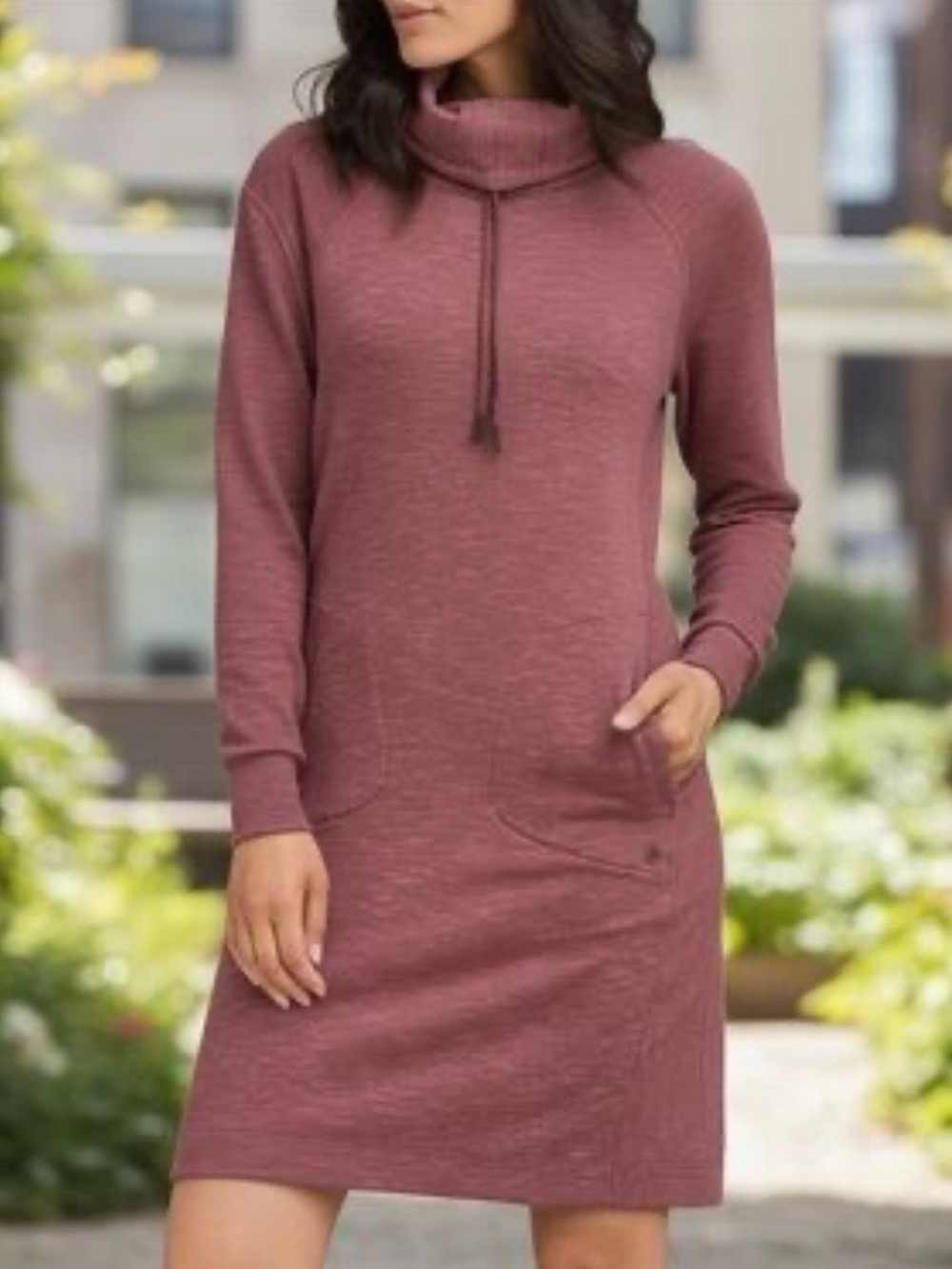 Prana Cozy Cowl Neck Sweater Dress - Dusty Rose